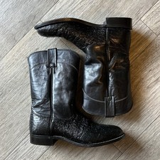 Vintage Larry Mahan Women s Ostrich Leather Boots 6.5 B Cowboy Black