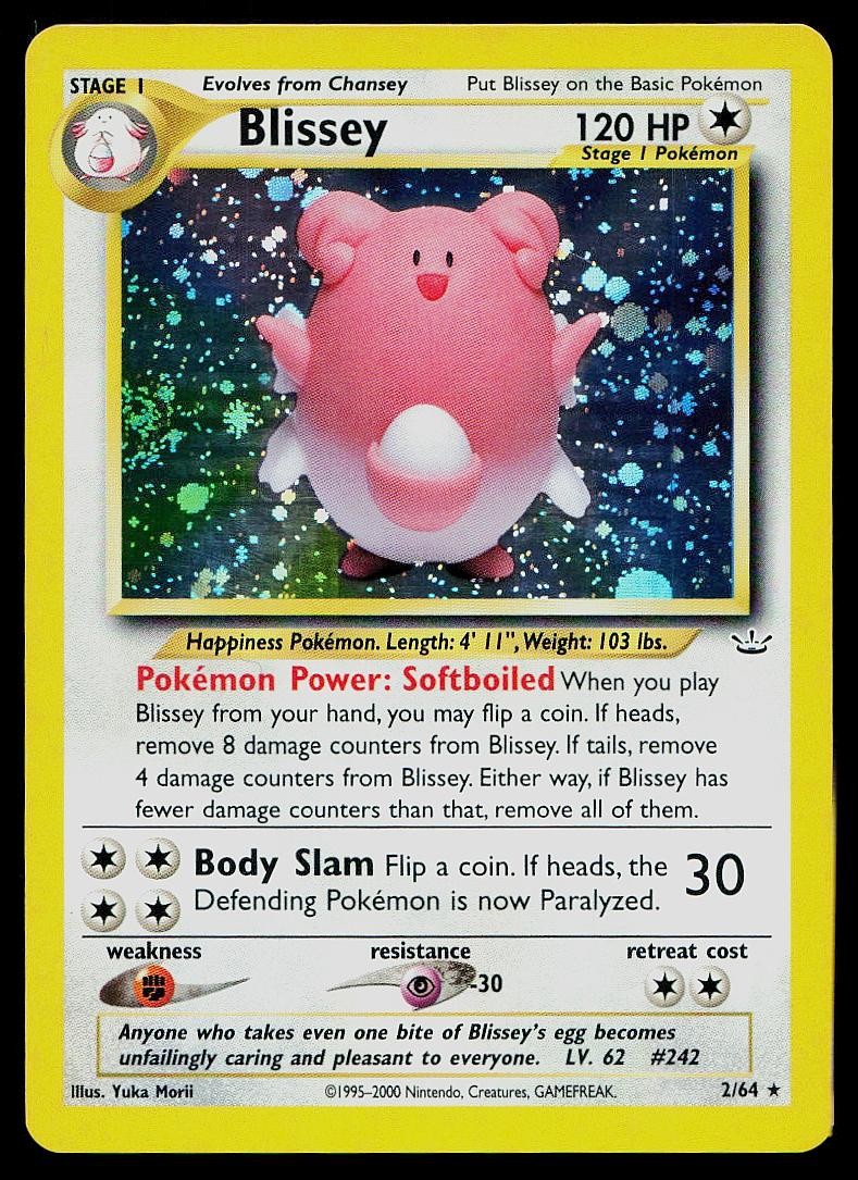 Pokemon Card Neo Revelation Blissey 2/64 Unlimited Holo Rare DOUBLE HOLO ERROR