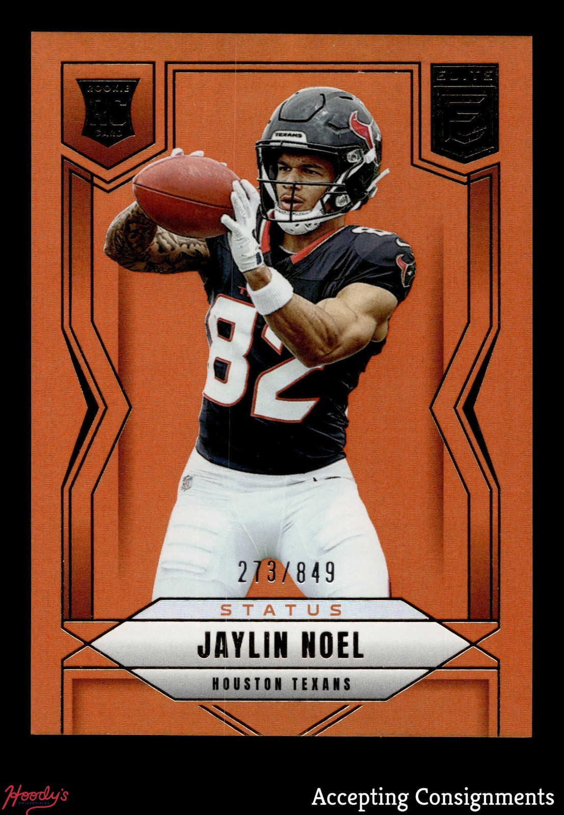 2025 Elite Status Metallic Orange #135 Jaylin Noel RC ROOKIE TEXANS 273/849