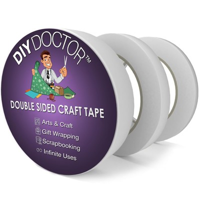 Doppelseitiges Klebeband - 3 Rollen (6 mm, 12 mm, 25 mm) - dünner Bastelkleber