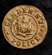 Vintage Camden Police New Jersey NJ County Brass Uniform Button 1" Superior