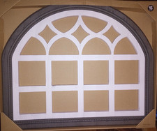 Wall Decor Arched Window Pane White w Dark Grey Wood Look 24 in X 20 in