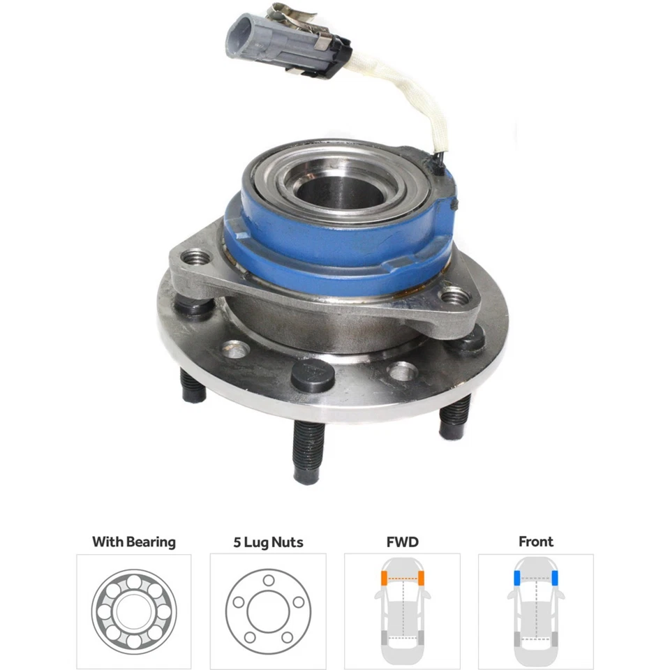 Wheel Hubs For 99-2005 Pontiac Grand Am Front LH & RH with Bearing & Sensor FWD - Image 2 of 4