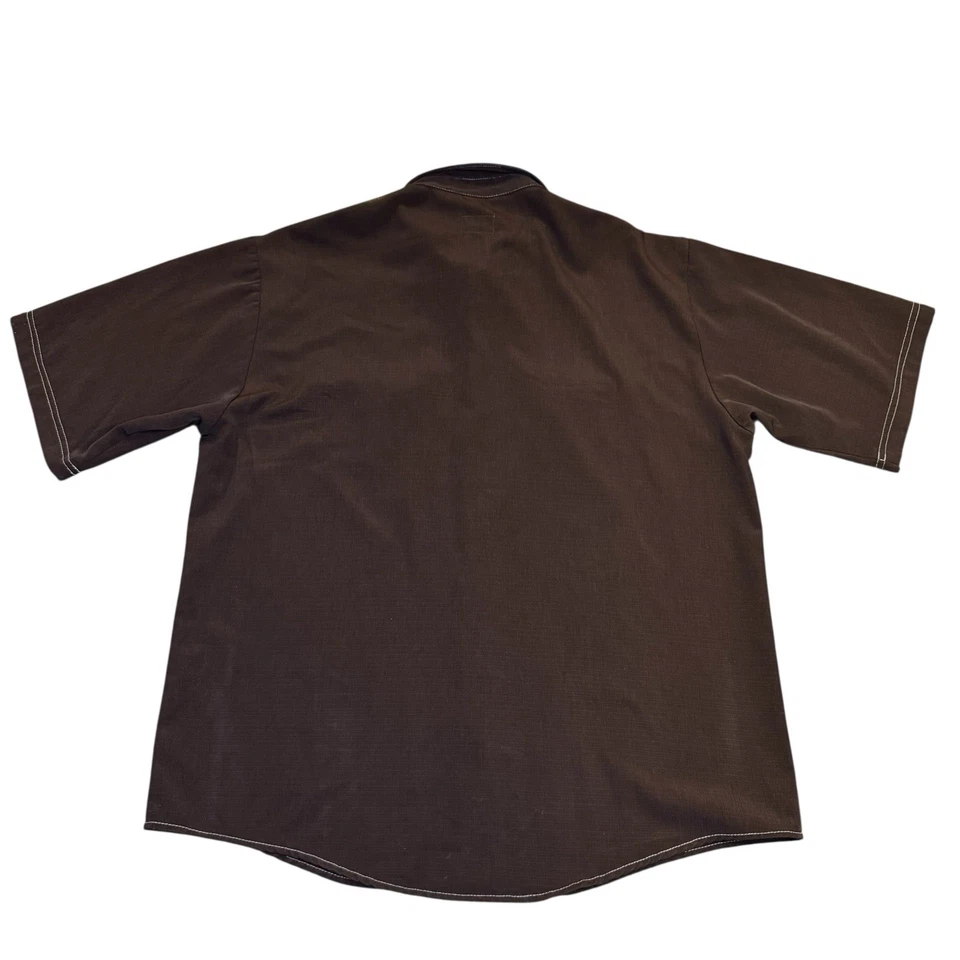 Vintage BC Ethic Men’s XL Brown Camp Shirt Celtic Cross USA Made Embroidered - Image 3 of 4