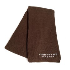 Chrysler Imperial Automotive Brown Mens Ribbed Knit Winter Scarf Embroidered