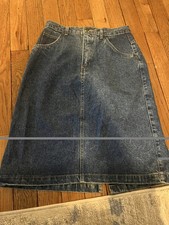 GAP Vintage Denim Skirt 13/14 Blue Stretch Knee Length Womens Jean front slit