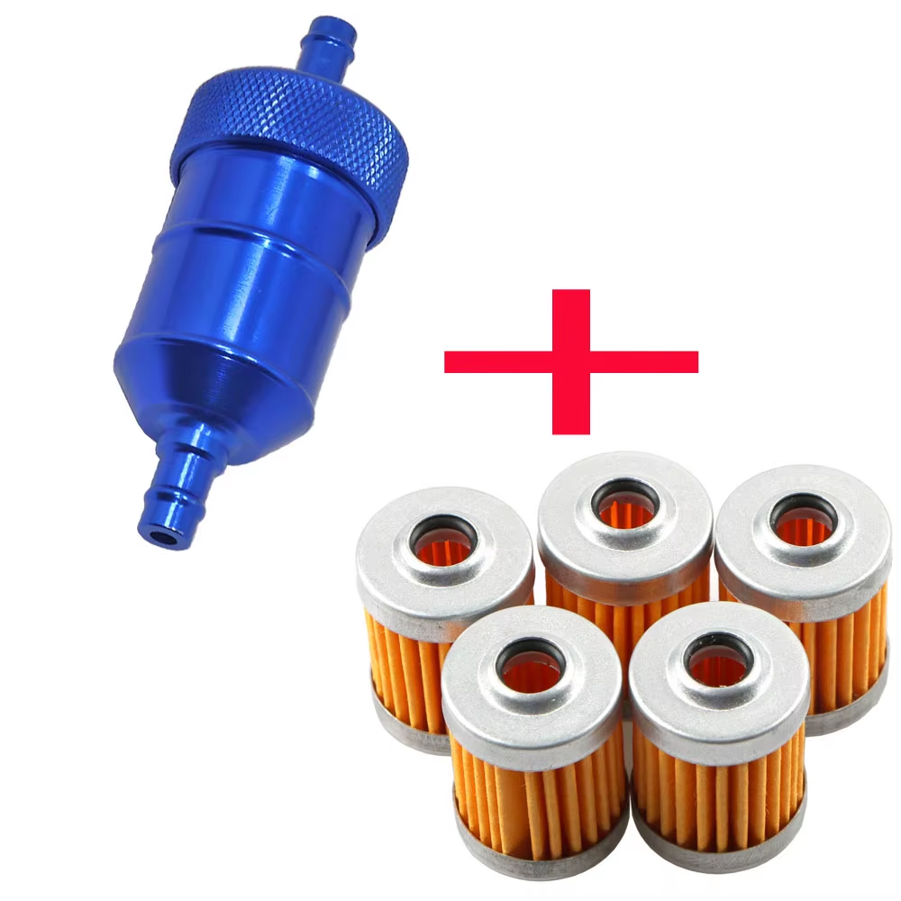 5Pcs Reusable Washable Fuel Filter Element+Cnc Alloy Petrol Gas Filter for Suzuk