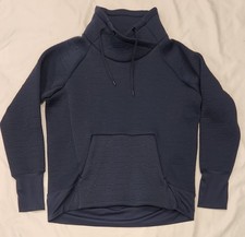 Athleta Womens Navy Blue Jacquard Elevation Cowl Neck Pullover Sweatshirt Size M