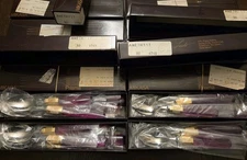 Service For 12 60pc Mikasa Prisma Purple Amethyst Gold Silverware W/ Boxes 