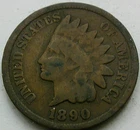 US 1890 Indian Head Cent  **
