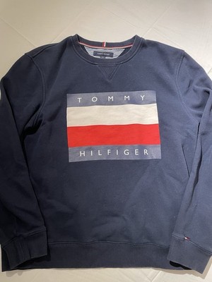 Tommy Hilfiger Men s Crew Neck Sweatshirt Size Large, Blue With Large Logo