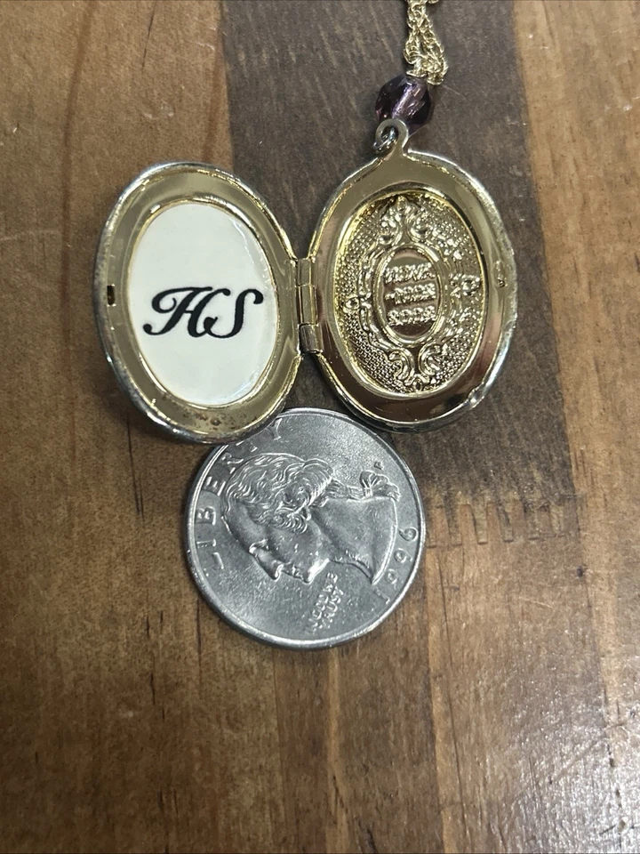 "Collar Medallón Sociedad Honor 24"" Avon Cristal Púrpura Estrás 2001 2002" Foto 4 de 4