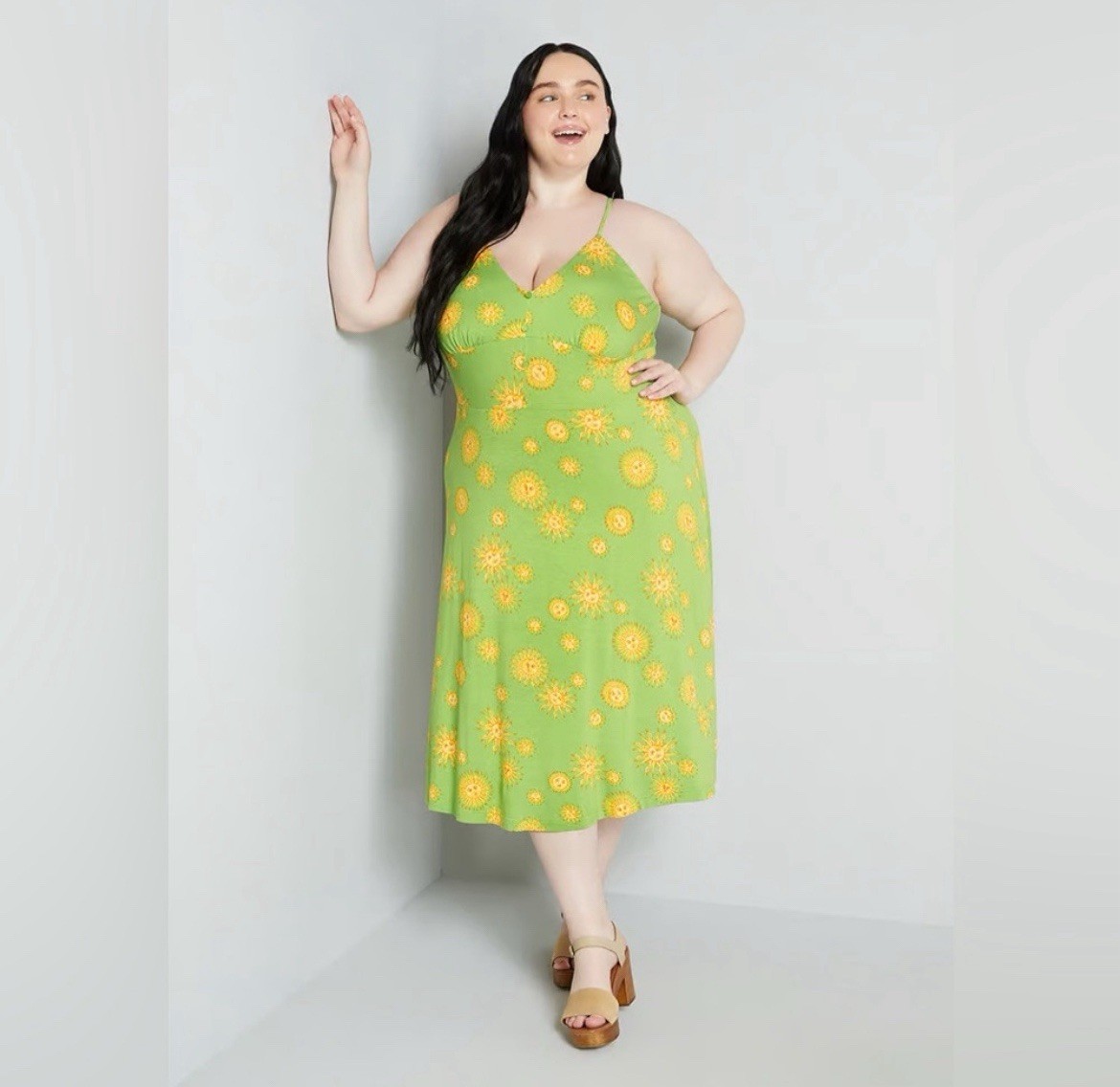 ModCloth Seaside Vacay Slip Dress Size Small Lime Green Suns Midi  Sleeveless | eBay