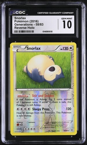 CGC 10 Snorlax 58/83 Generations Rare Reverse Holo - POP 3