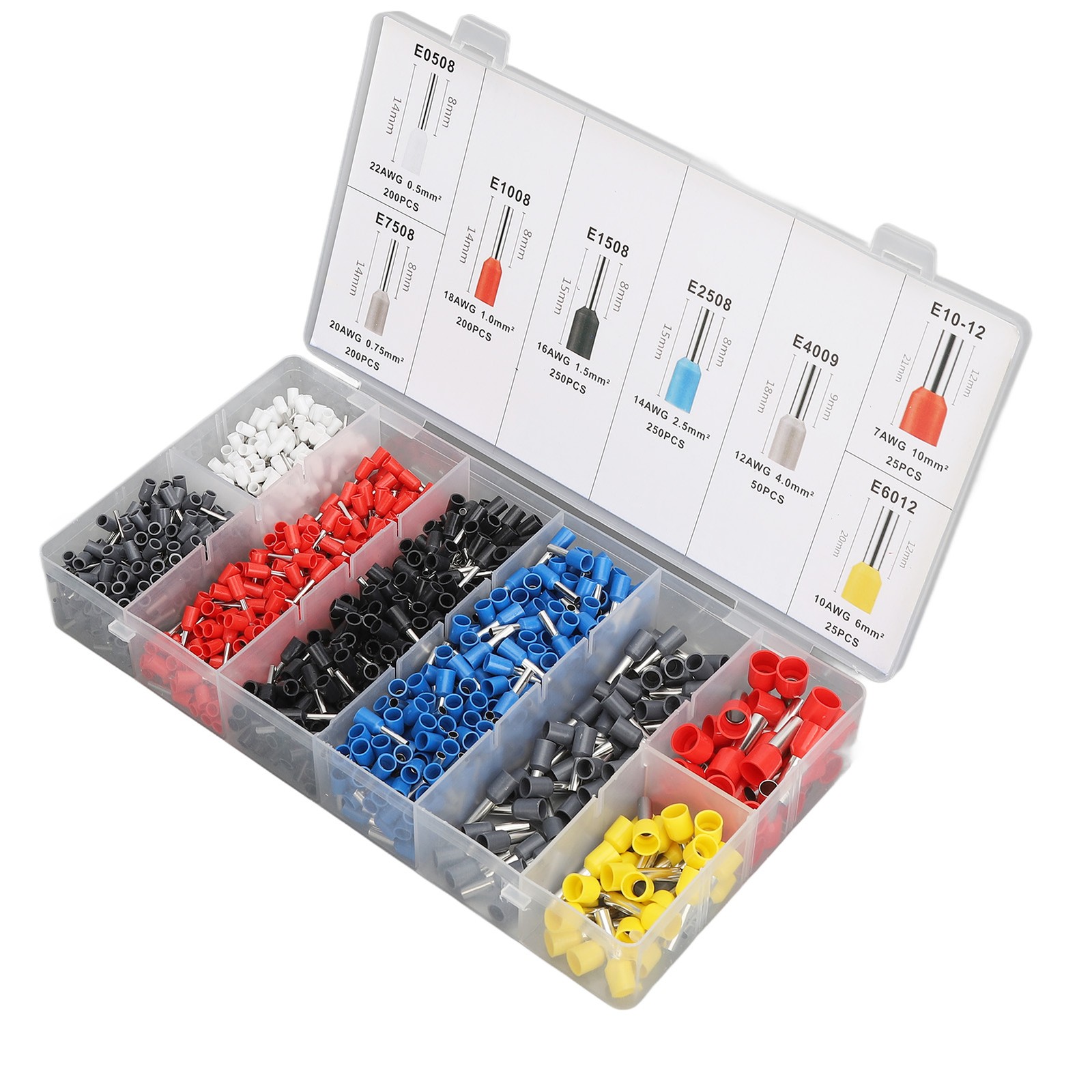 1200 X Wire Crimp Terminal Assortment Kit Cold Pressed Wire Connectors Automot＠