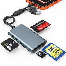 4-in-1 Memory Stick Pro Duo Adapter, 8-Pin/USB-C/USB-A  480Mbps High-Speed