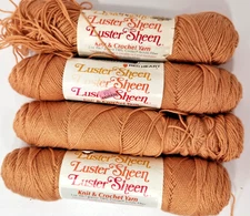 4 SKEINS COATS &CLARK INC  RED HEART LUSTER SHEEN 262 CORAL CRUSH