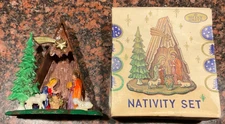 Vintage Shiny Brite Plastic Christmas Nativity Set with Original Box - 3 1/2”