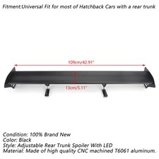 Universal Hatch Aluminum Rear Trunk Wing Racing Spoiler With Turn Signal Led