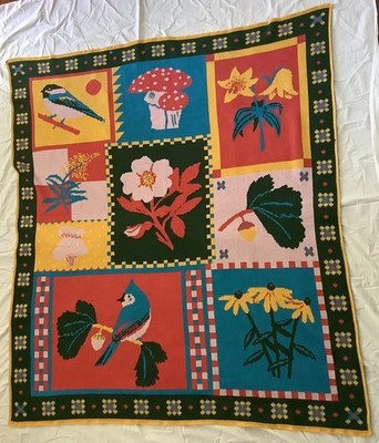 Bird Collective Eastern Natives Knit Blanket / Throw  50  x 60  Birds & Flowers