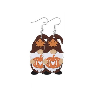 Pumpkin Maple Cheese Cake Coffee Cup Dwarf Thanksgiving Wooden Drop Dangle Earri