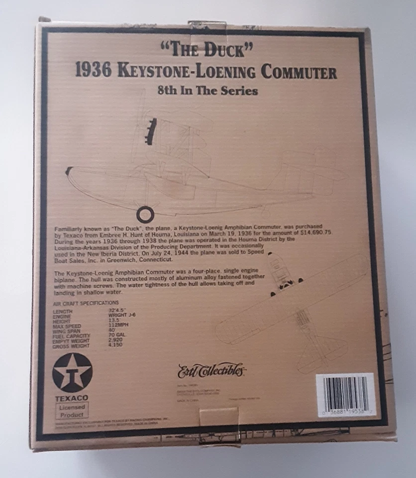 WINGS OF TEXACO –1936 KEYSTONE-LOENING COMMUTER PLANE - 2000 “The Duck” - Image 3 of 4