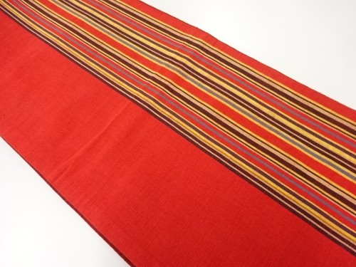 57907# JAPANESE KIMONO / VINTAGE FUKURO OBI / TSUMUGI / WOVEN STRIPE