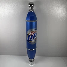 Vintage Miller Light double sided 12" Blue Chrome Beer Tap Handle Man Cave