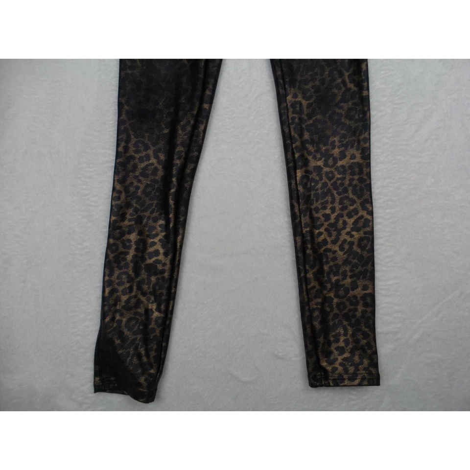 Leggings Spanx Feminina Tamanho Médio Preto Dourado Couro Sintético Brilho de Leopardo - Imagem 2 de 4