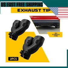 8.5 Long Dual Exhaust Tip Tail Pipe 2.5 Inlet 7 Outlet Stainless Steel Black