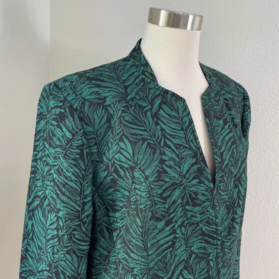 Blazer Kasper Mujer Plus 18 Patrón Hoja Verde Un Botón Chaqueta Elegante Foto 2 de 4