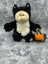 Starbucks Bearista Bear Plush 2005 Cat Costume with Pumpkin Black White Orange