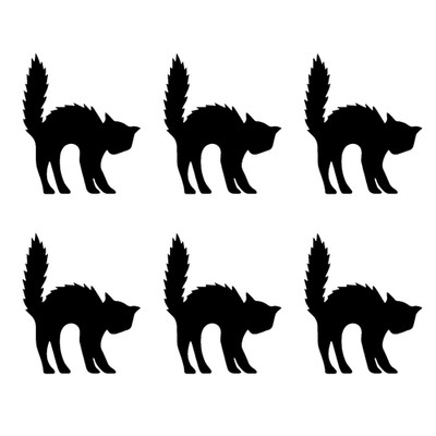 Scared Black Cat Vinyl Stickers   6 Pack Halloween Decals, Waterproof, Permanent