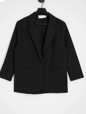ASOS DESIGN Petite jersey slouchy suit blazer in black Size