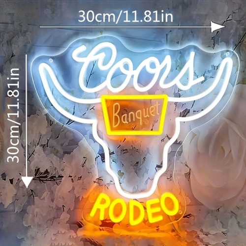 1pc RODEO Logo Neon Luminescent Pendant Art Wall Oktoberfest Party Art Wall - Picture 7 of 8