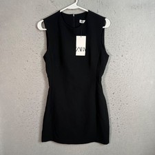 Zara Womens Size Small Black Sleeveless Sheath Dress Polyester NEW