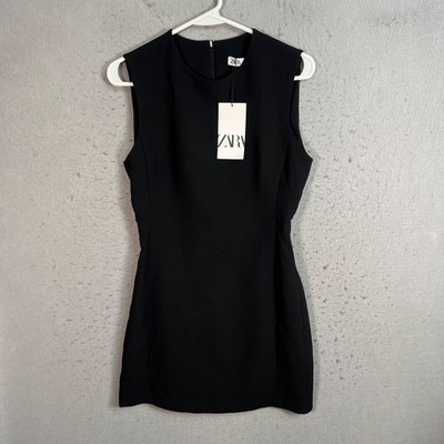 Zara Womens Size Small Black Sleeveless Sheath Dress Polyester NEW!