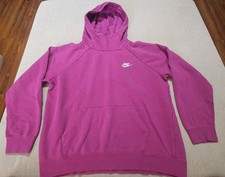Nike Hoodie Size L Pink Sportswear Essential Funnel Neck Jersey Logo BV4116-564