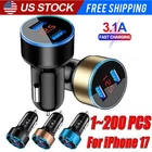 Dual Ports USB Car Cigarette Charger Lighter Digital LED Voltmeter 12V/24V Lot