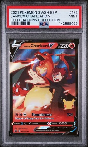 2021 POKEMON SWSH BLACK STAR PROMO CELEBRATIONS COLL LANCE'S CHARIZARD V PSA 9