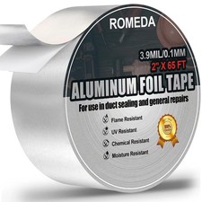 Aluminum Foil Tape 2" x 65ft | 3.9 Mil High-Temp HVAC Tape for Ductwork & Vents