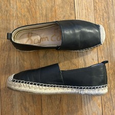 Sam Edelman Womens Khloe Black Leather Slip On Espadrille Loafers sz 7M