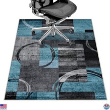 Heavy Duty 36" x 48" Office Chair Mat for Hardwood  Tile - Anti-Slip Geo Blue