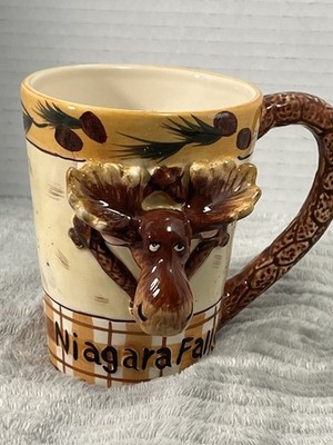 Amadeus Canada Niagara Falls Moose 3D Head Ceramic Coffee Mug Lodge Souvenir