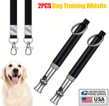 2x Silent Dog Whistle Ultrasonic Adjustable High Pitch Call Recall Stop Barking