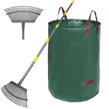 73 In. Adjustable Garden Rake for Leaves 36-73In. Long Handle, 18In. Wide, Heavy