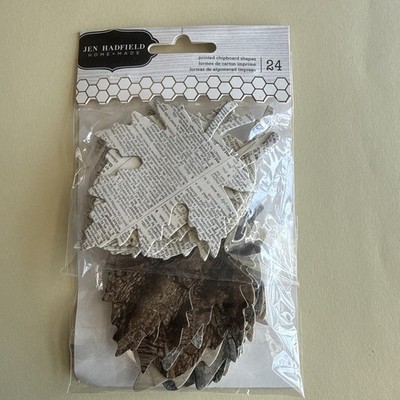 Jen Hadfield Home+Made Warm & Cozy Printed Chipboard Shapes-Leaves 24 pieces