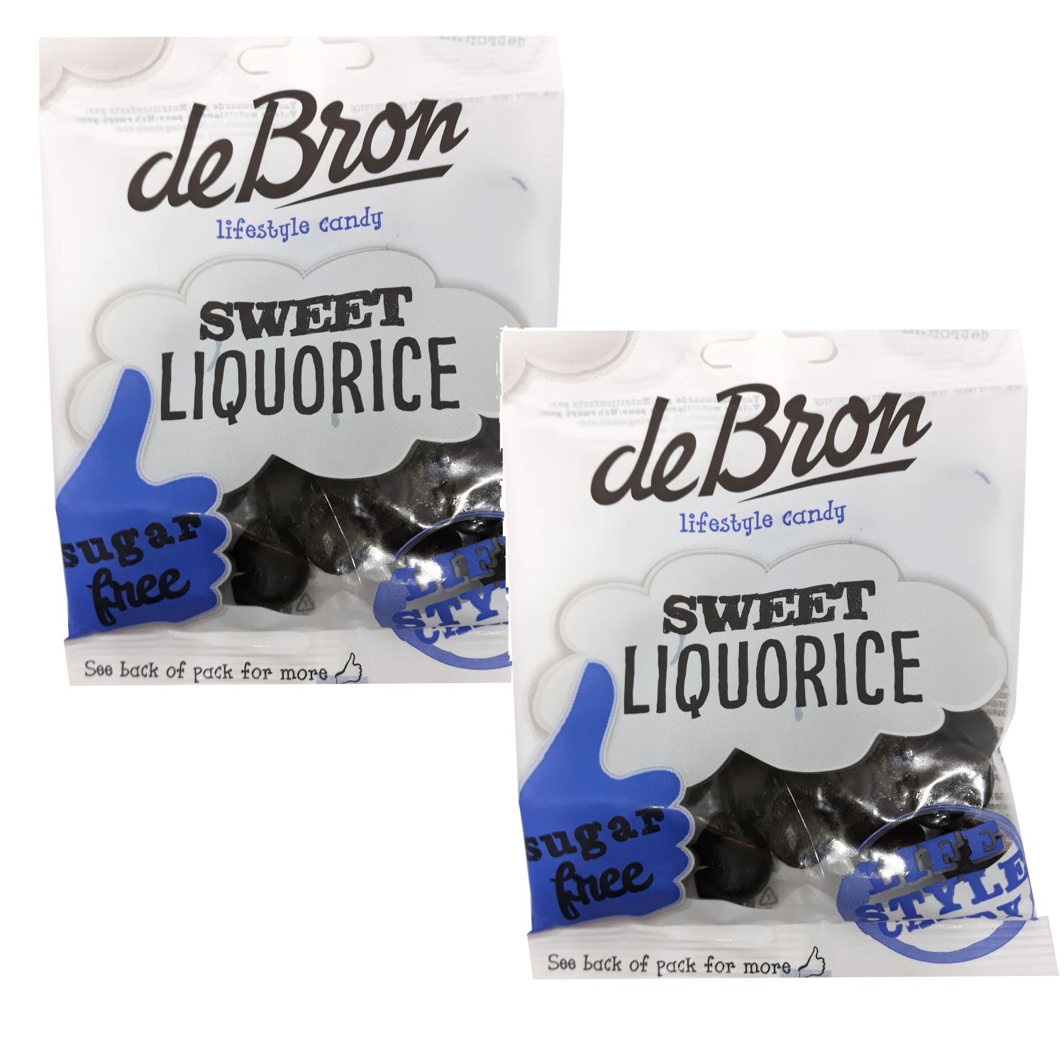 De Bron Sugar Free Sweet Liquorice  2 x 100g Bags - Gluten Free, Less Calories