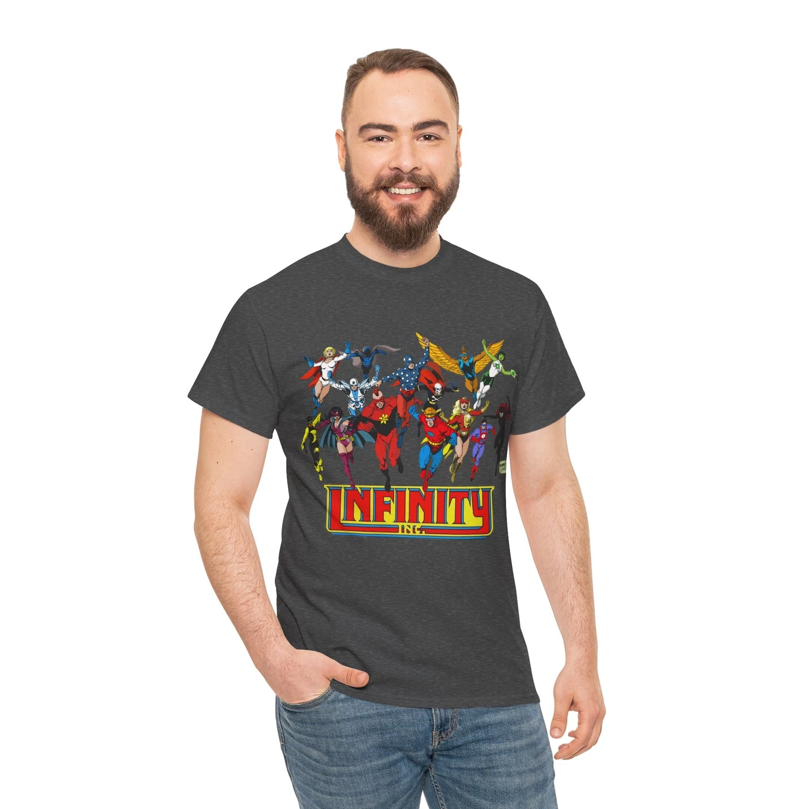 Infinity Inc Shirt - Tom Grummett Art - Jade, Obsidian, Huntress - DC Comics