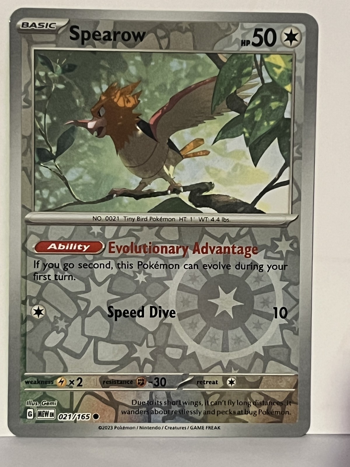 Spearow Reverse Holo 021/165 SV: Scarlet & Violet 151 NM Pokemon Fast Ship